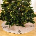 Tistheseason SARO 72 in. Round Silver Beaded Christmas Tree Skirt TI2483555